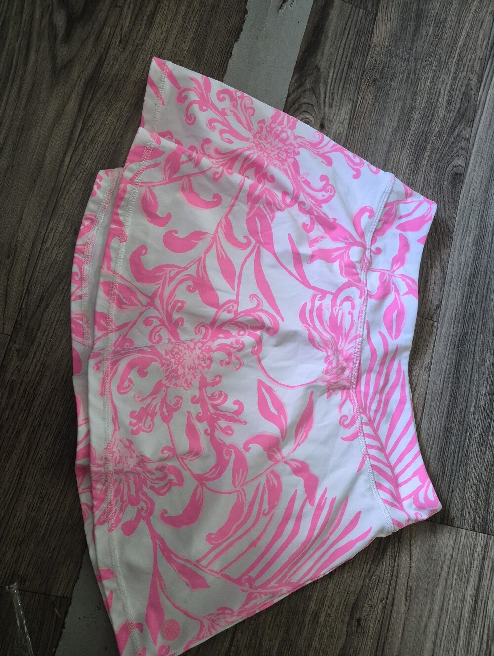 Lilly Pulitzer White Swim Skirt with Bright Pink Floral Print